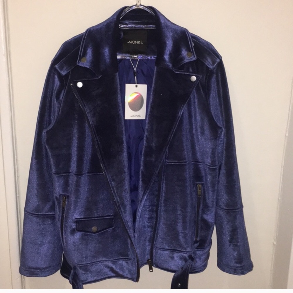 Blue Moto Jacket With Belt NWT